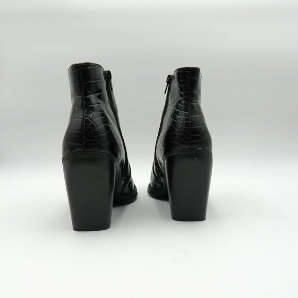 Madden Girl Boots Womens Sz 10 Black Reptile Imitation Leather Ankle Block Heel - Picture 3 of 10